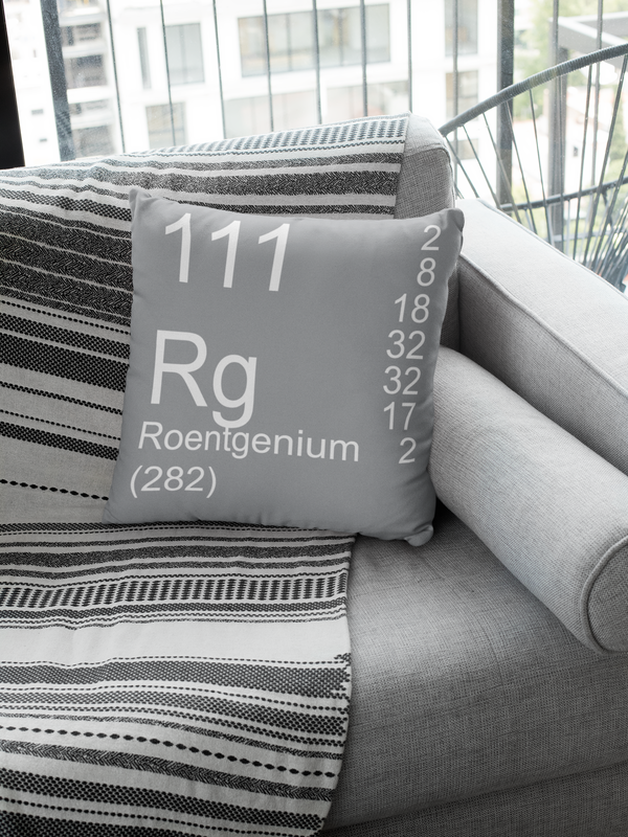 Gray Roentgenium Element Pillow on Couch