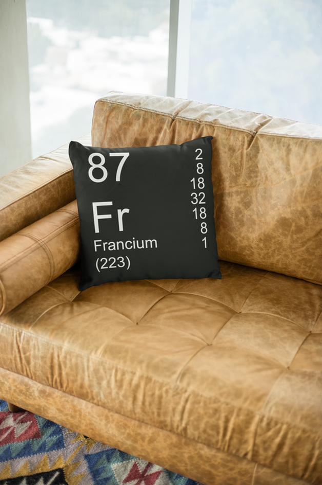 Black Francium Element Pillow on Couch