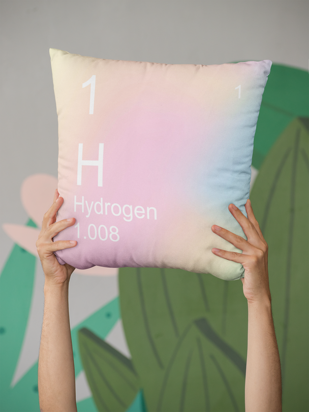 Cotton Candy Hydrogen Element Pillow Held in Hands