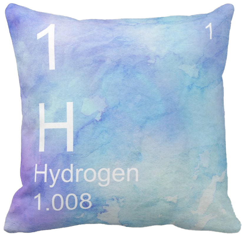 Watercolor Blue Hydrogen Element Pillow
