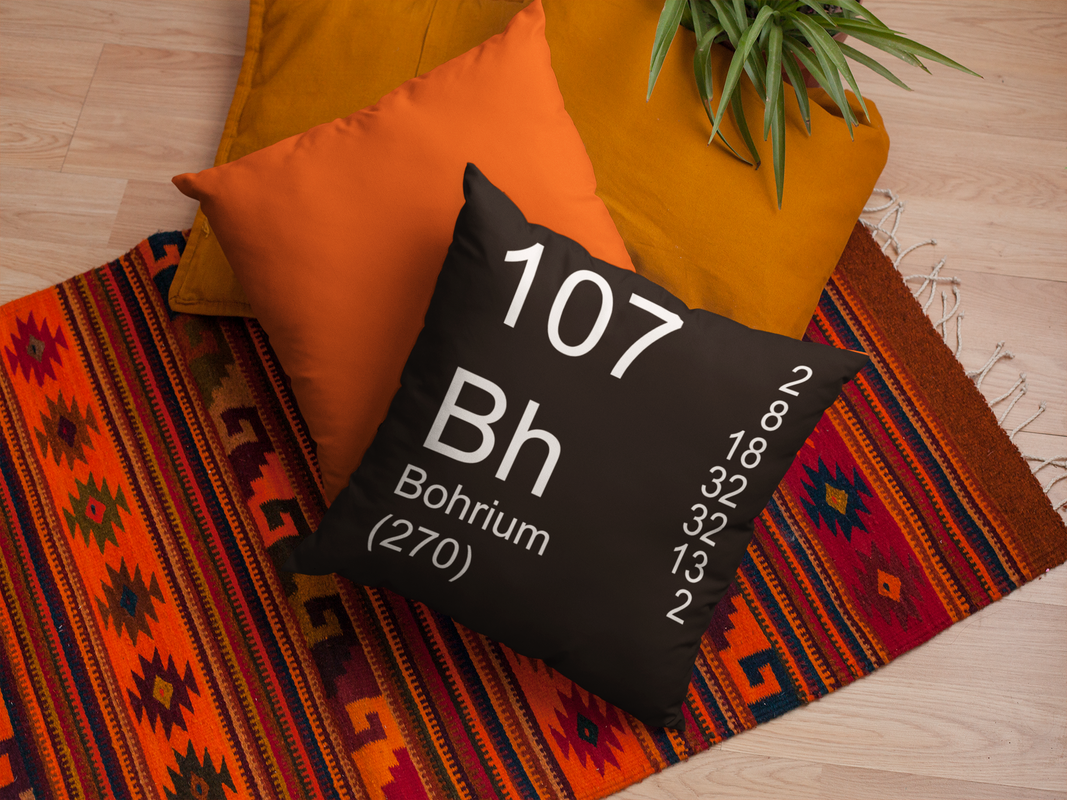 Black Bohrium Element Pillow on Rug