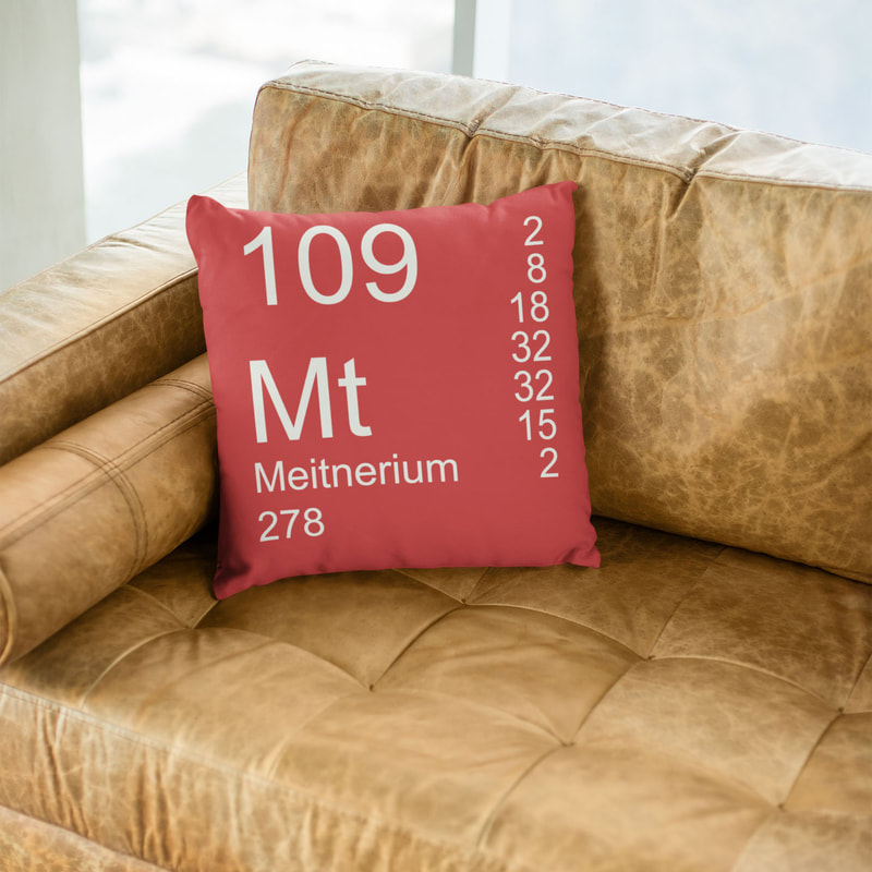 Red Meitnerium Element Pillow on Leather Couch