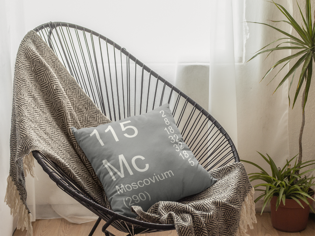 Gray Moscovium Element Pillow in Chair