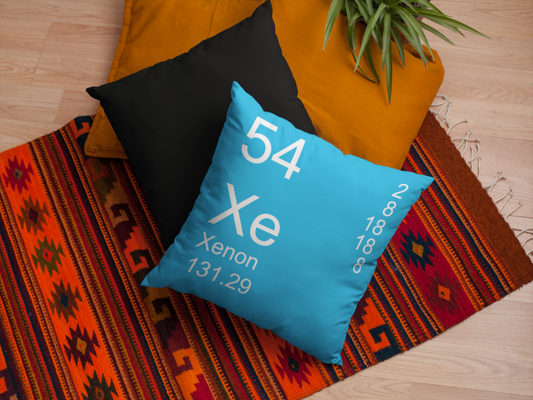 Blue  Xenon Element Pillow on Rug