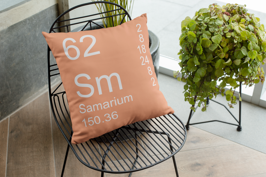 Peach Samarium Element Pillow on Black Chair
