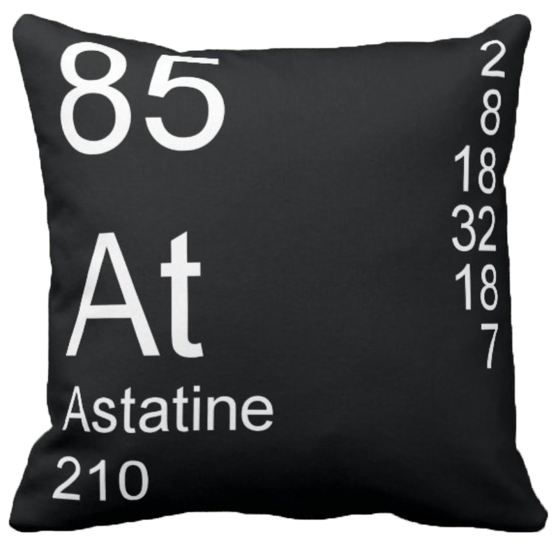 Black Astatine Element Pillow