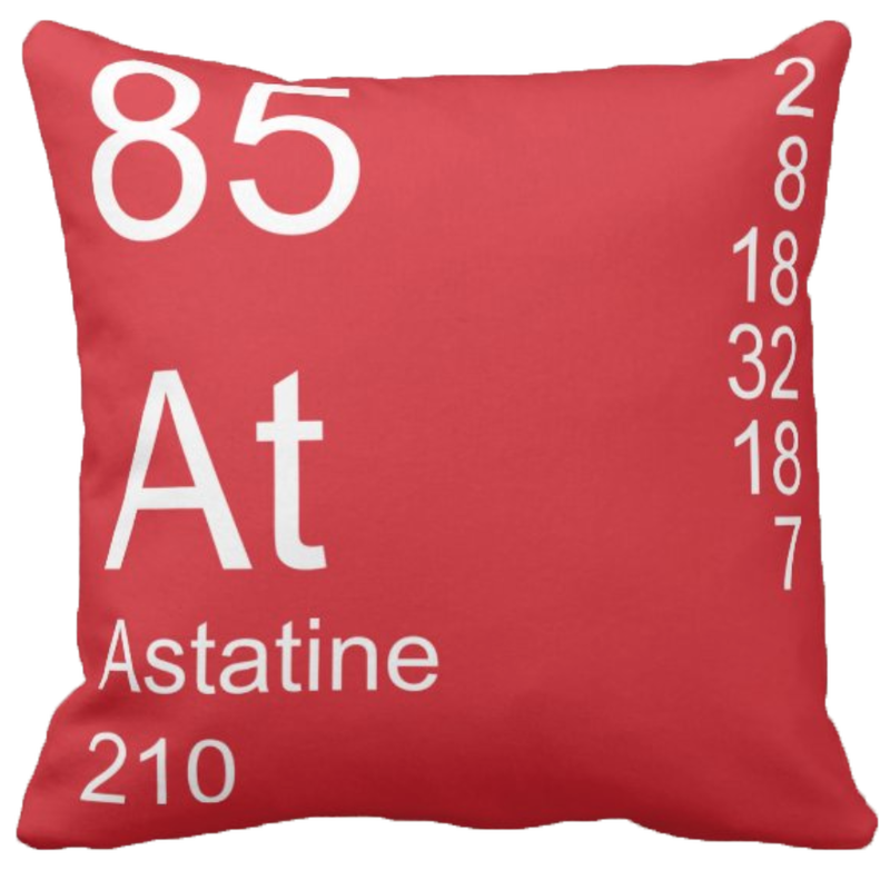 Red Astatine Element Pillow