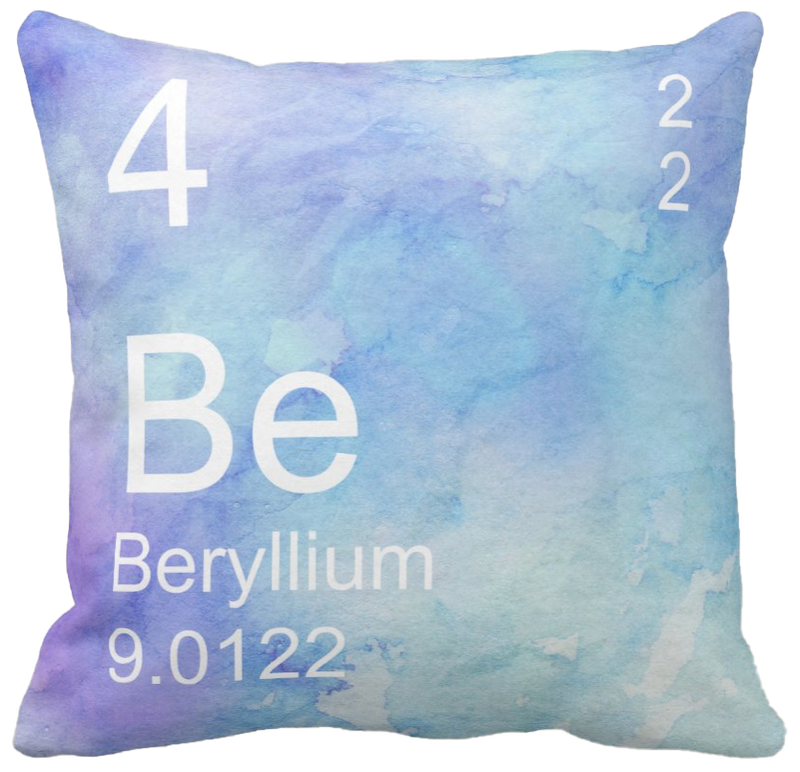 Blue Watercolor Beryllium Element Pillow