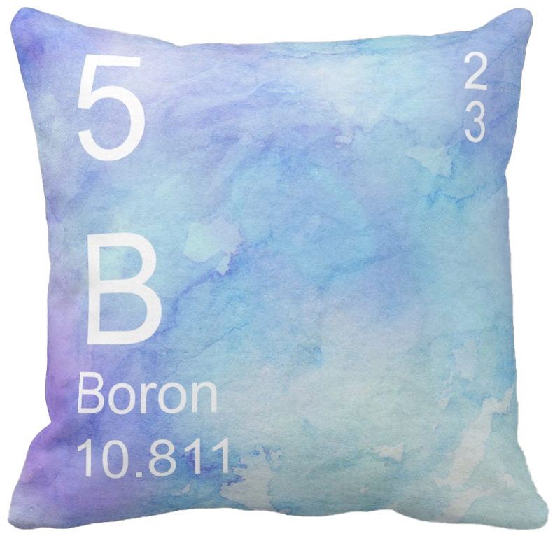 Blue Watercolor Boron Element Pillow