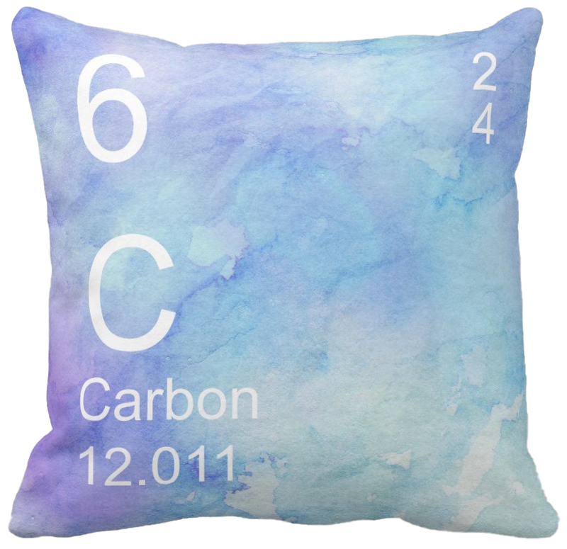 Blue Watercolor Carbon Element Pillow