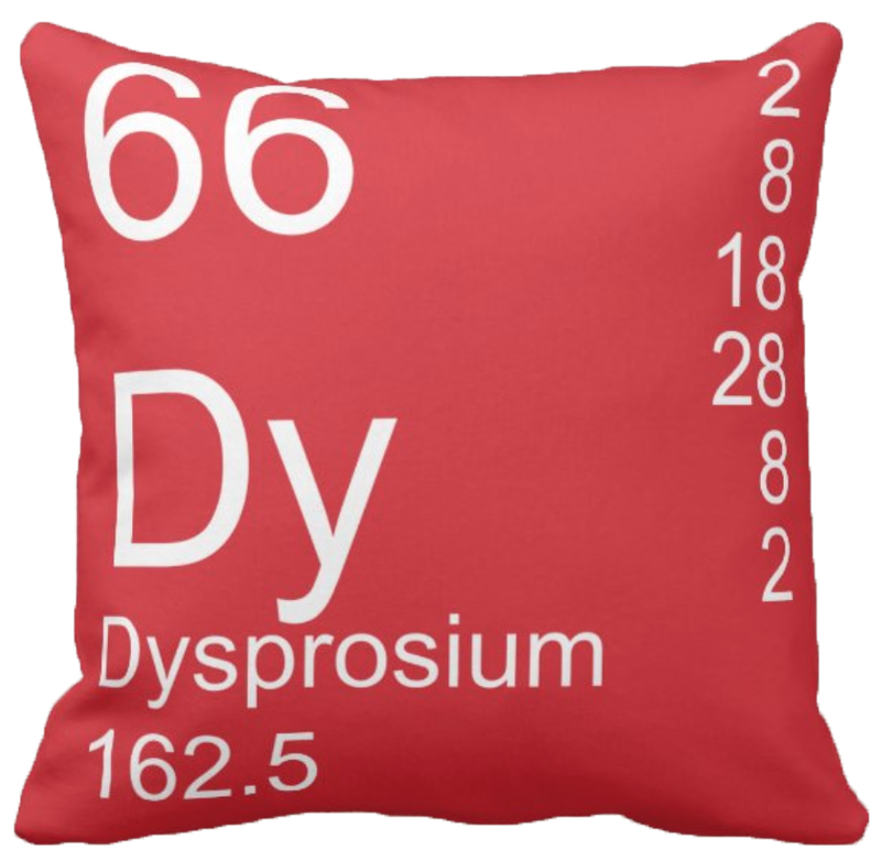 Red Dysprosium Element Pillow