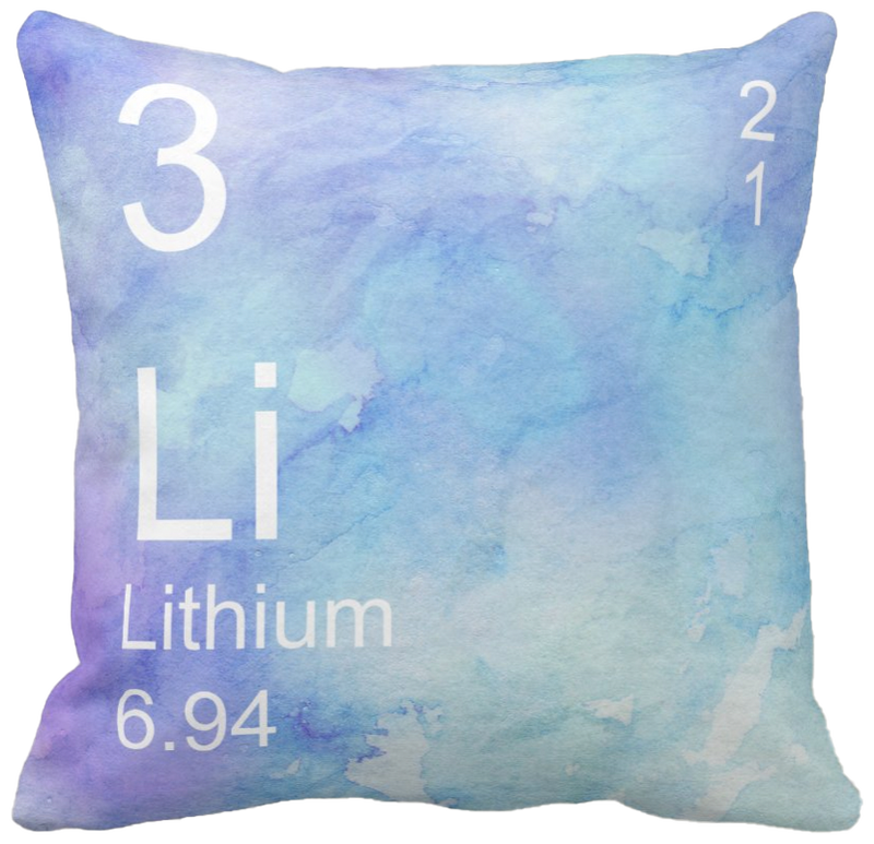Blue Watercolor Lithium Element Pillow