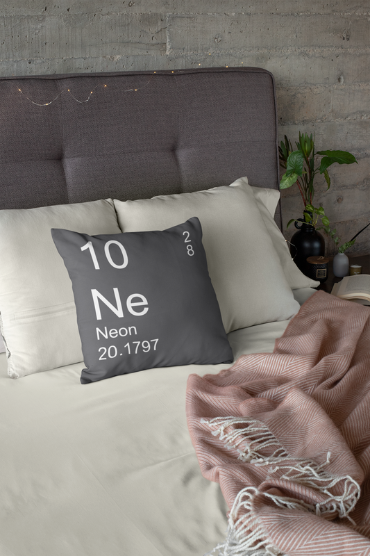 Grey Neon Pillow on Bed