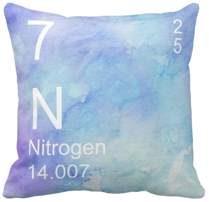 Blue Watercolor Nitrogen Element Pillow