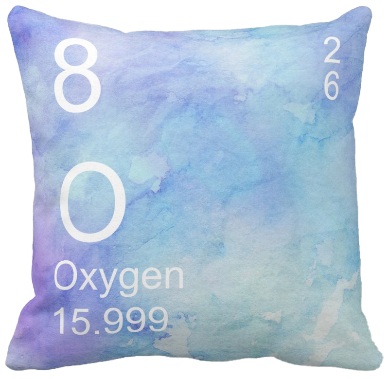 Blue Watercolor Oxygen Element Pillow