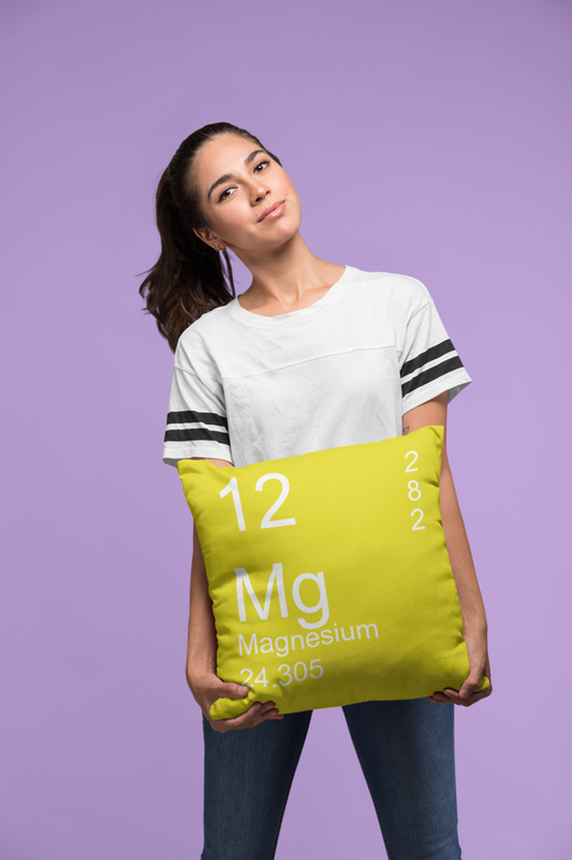Yellow Magnesium Element Pillow Held by Woman