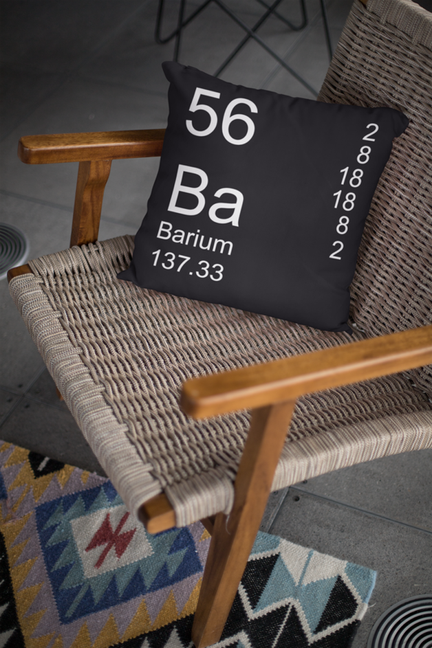 Black Barium Element Pillow on Woven Chair