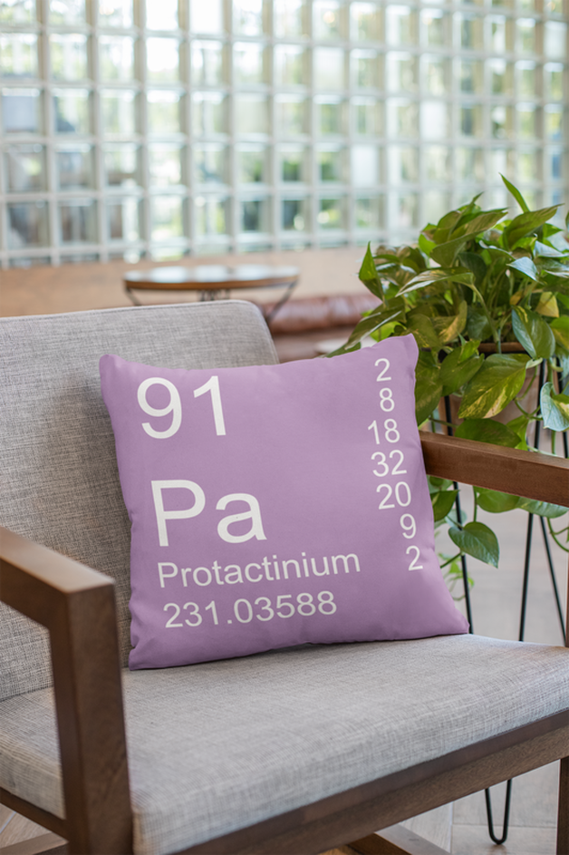 Lilac Protactinium Element Pillow on Chair