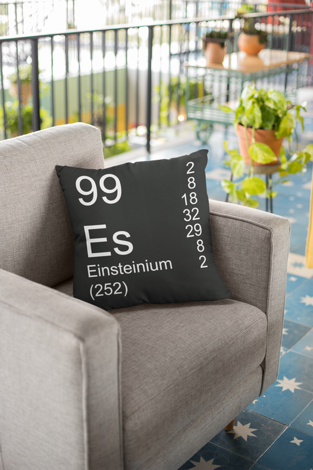 Black Einsteinium Element Pillow on Chair